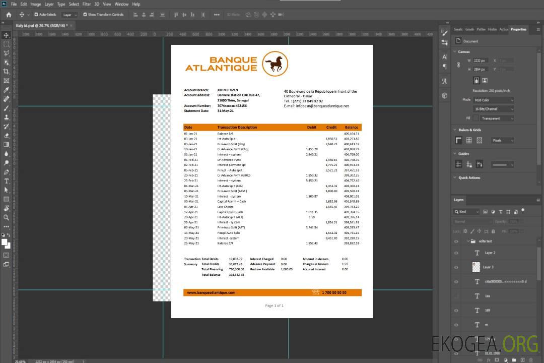 Sénégal Banque Atlantique excel pdf template